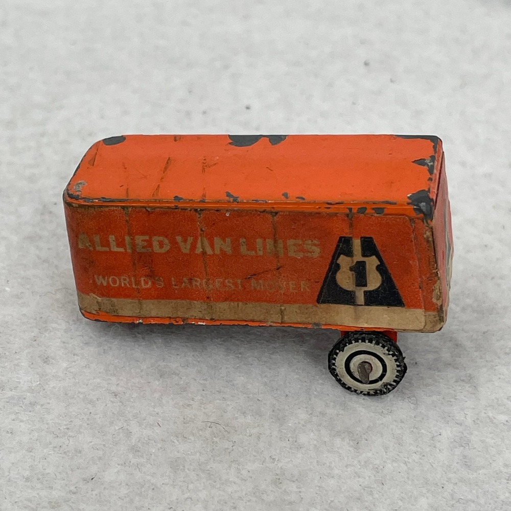Vintage Allied Van Lines Diecast Semi Trailer Orange Worlds Largest Mover Toy